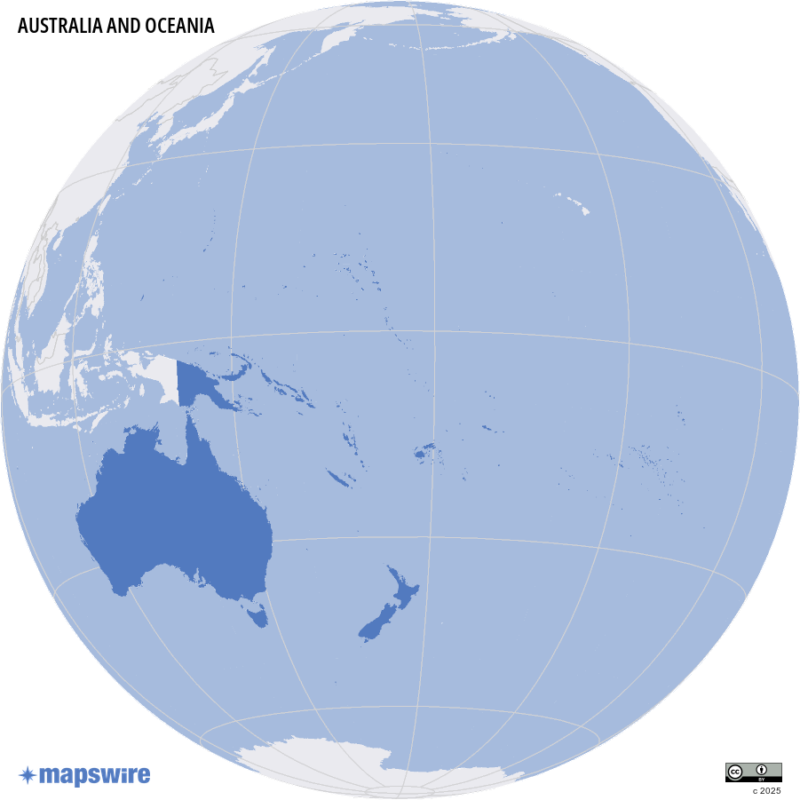 Where is Australia and Oceania located?