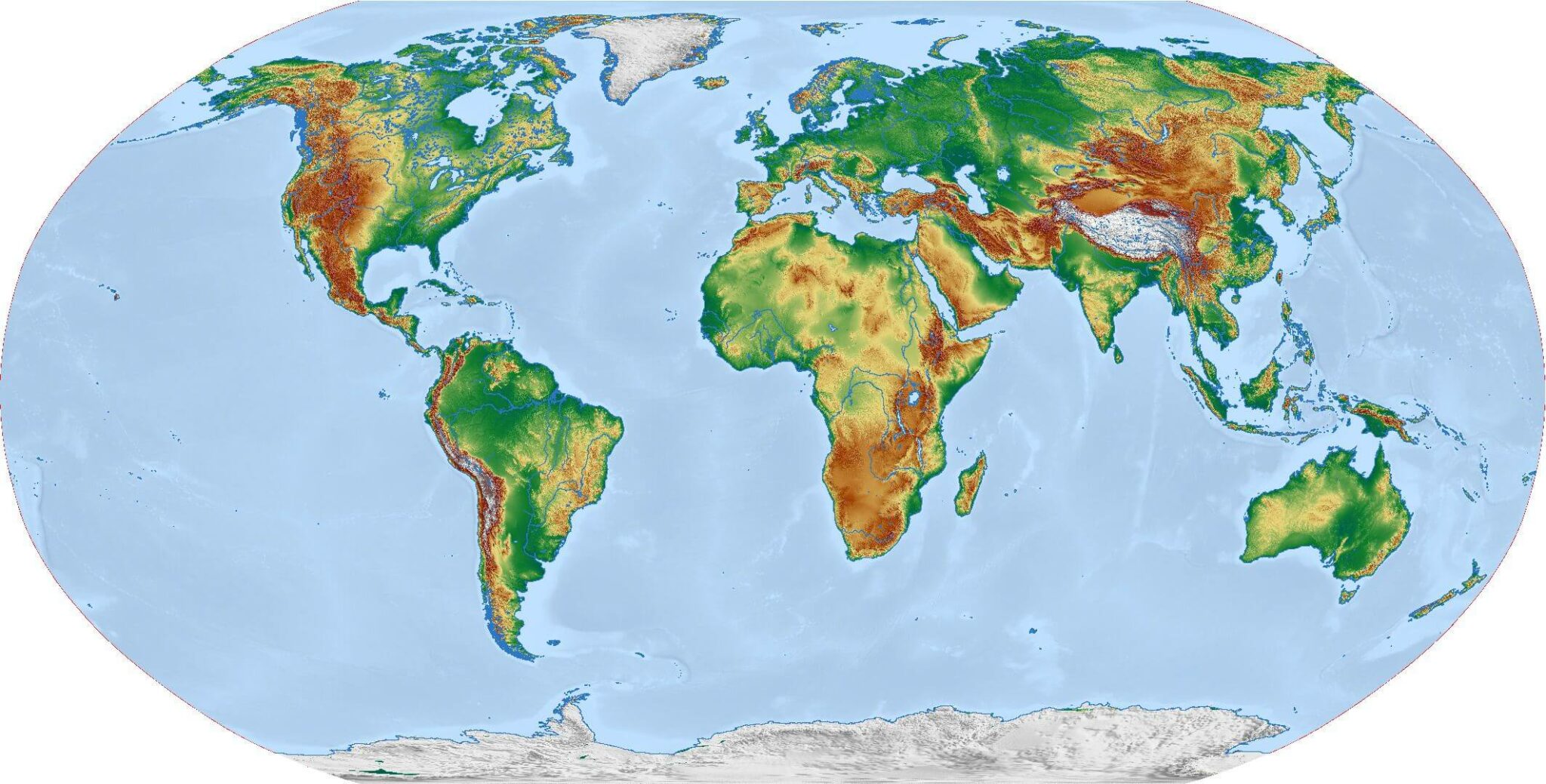 Free Physical Map of the World (Robinson) – License: CC0 / Public Domain